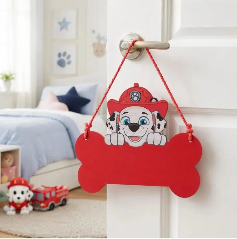 Paw Patrol Marshall Wooden Hanging Plaque Red