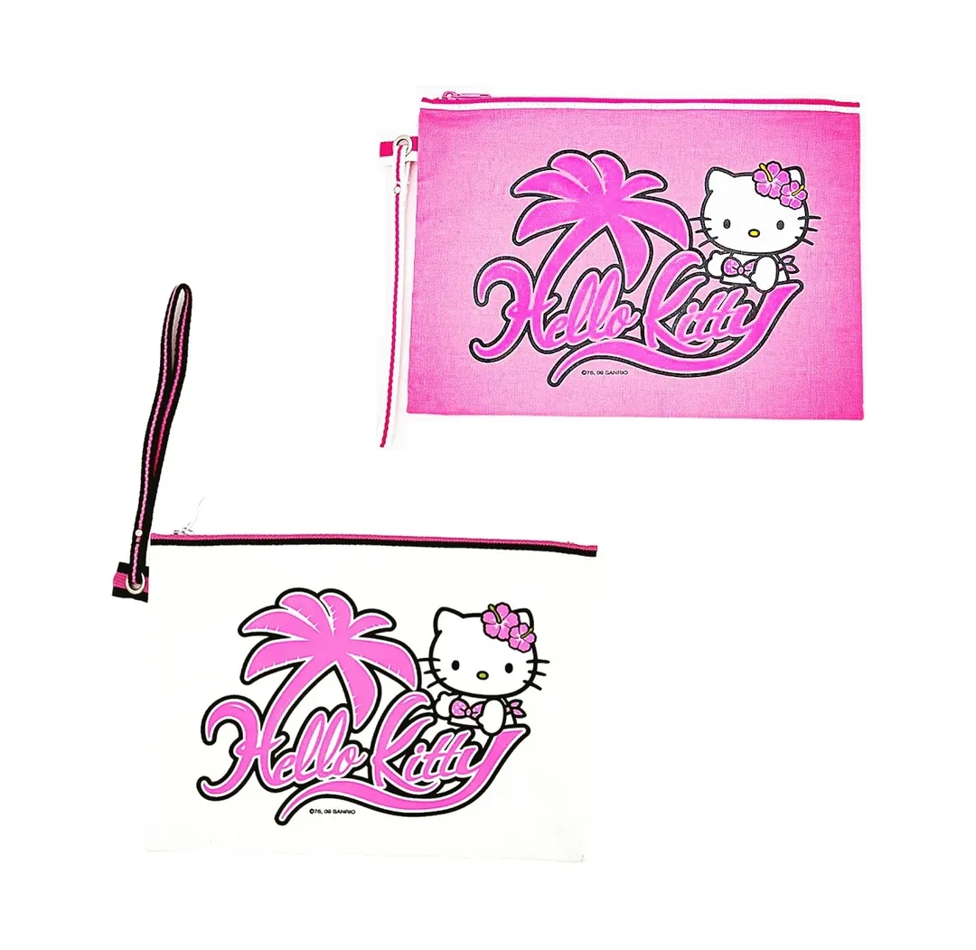 Hello Kitty Flat Pouch With Handle - Available 2 Colors