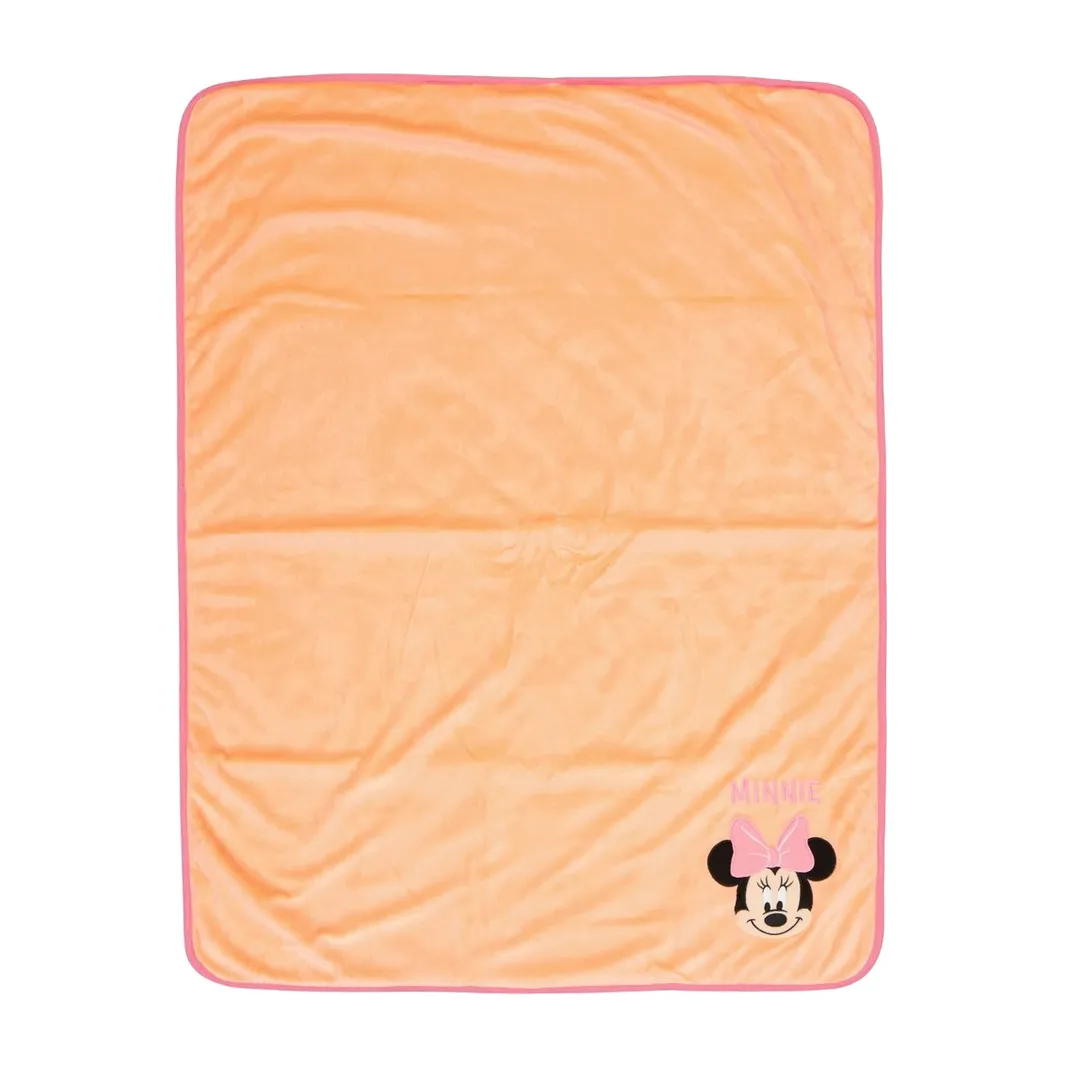 Minnie Mouse Coral Fleece Embroidered Blanket - Peach