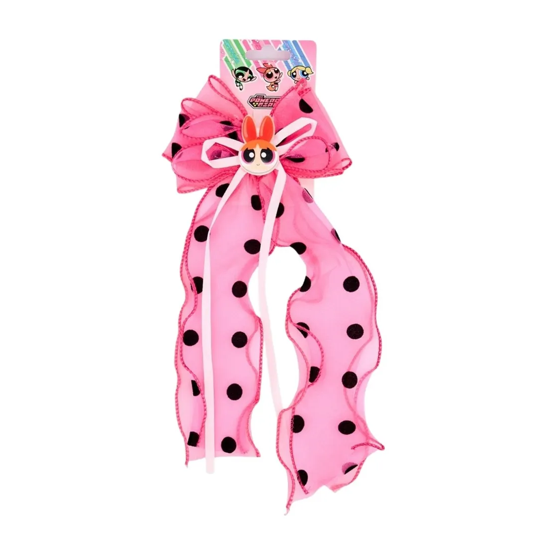 The Powerpuff Girls Long Bow Hair Clip With Charm - Polka Dots