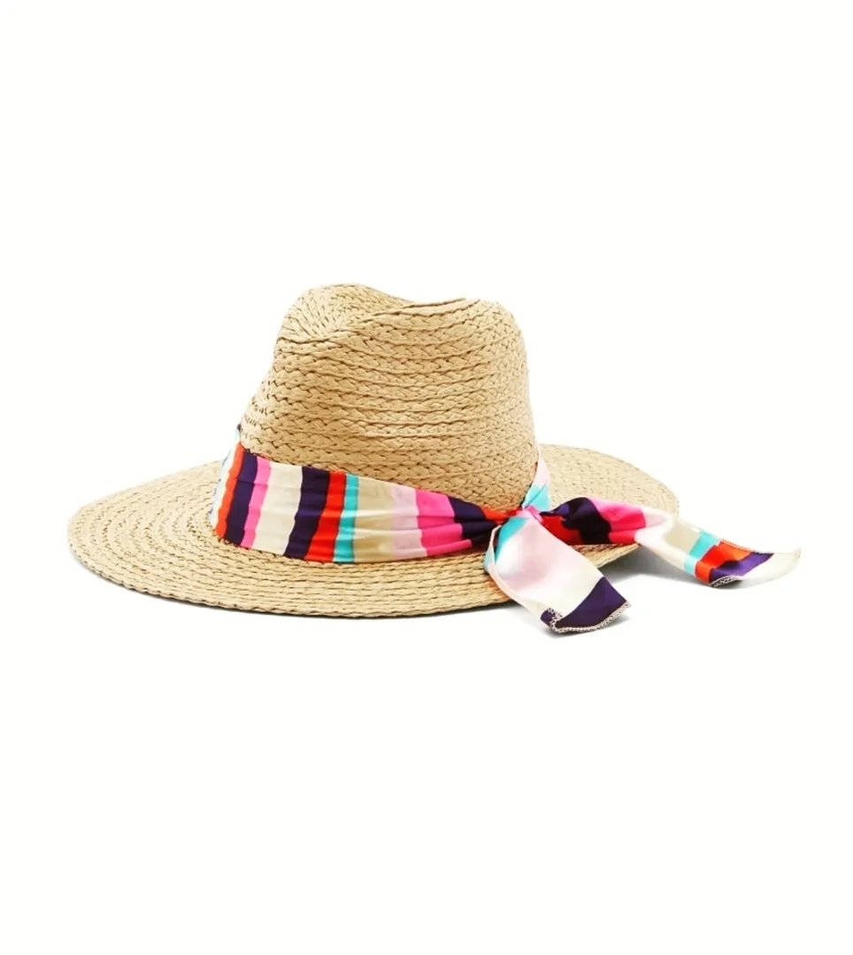 Straw Hat & Silk Scarf Band