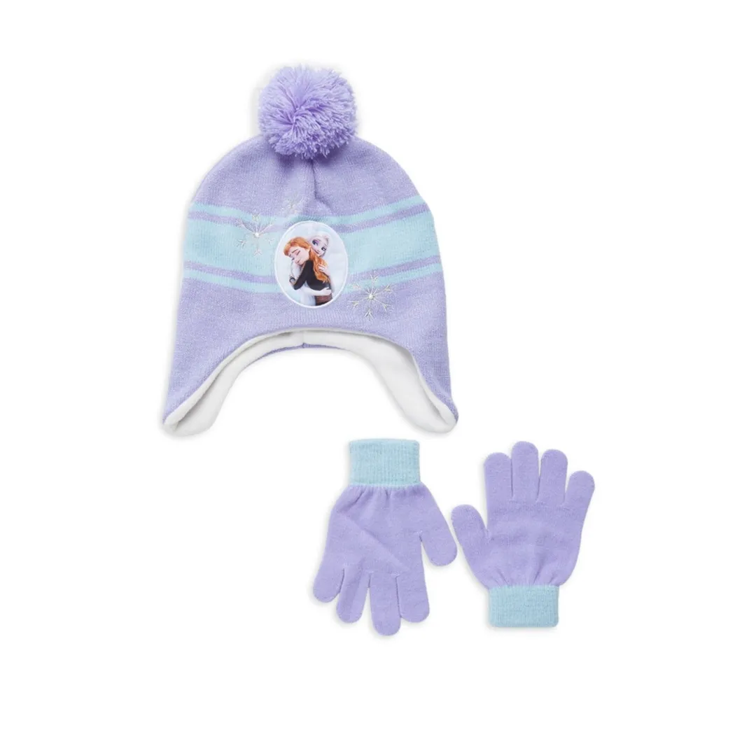 Disney Frozen​ - Kid's Anna & Elsa Beanie & Gloves Set (Ages 3-8)