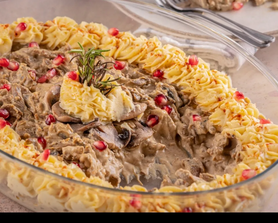 ستروغونوف مع بطاطا بوريه