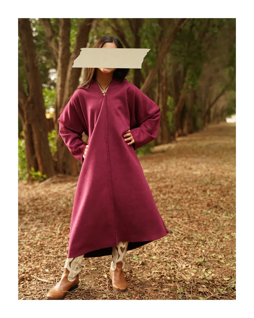Suede Moroccan Kaftan- Maroon