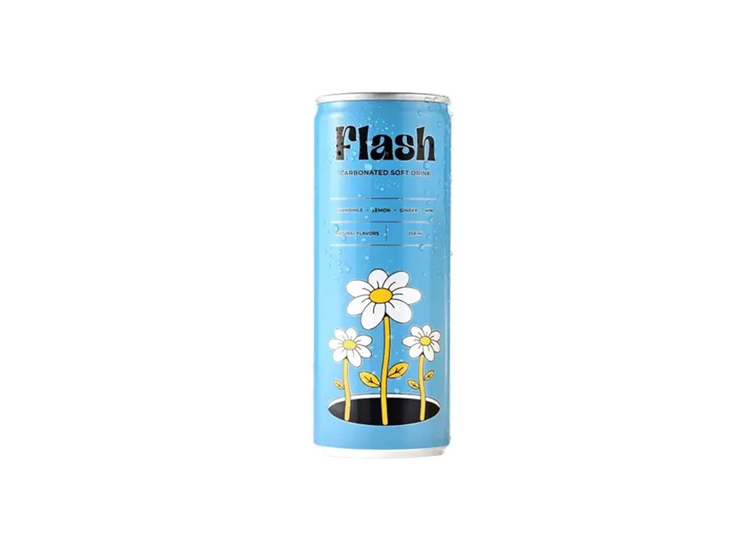 Flash Carbonated Soft Drink with Chamomile, Lemon, Ginger and Mint Flavor 250ml
