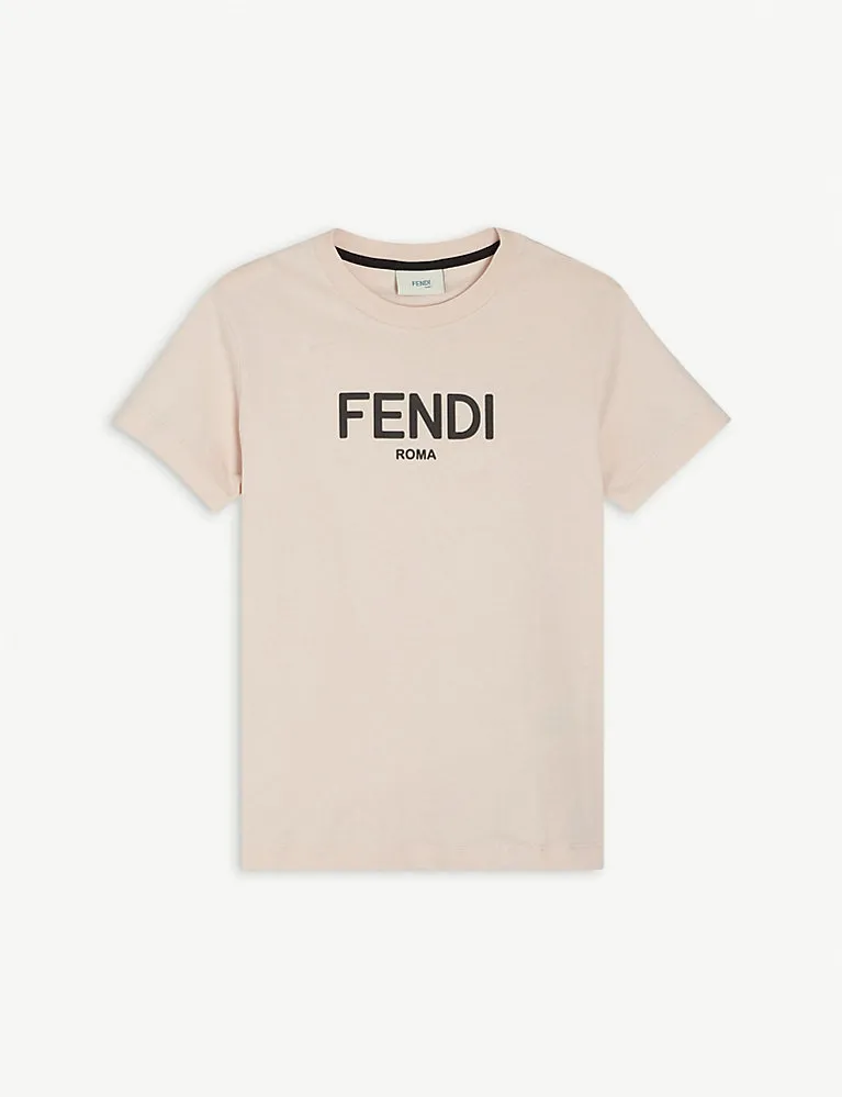 Fendilogo-Print Cotton T-Shirt 4-14 Years