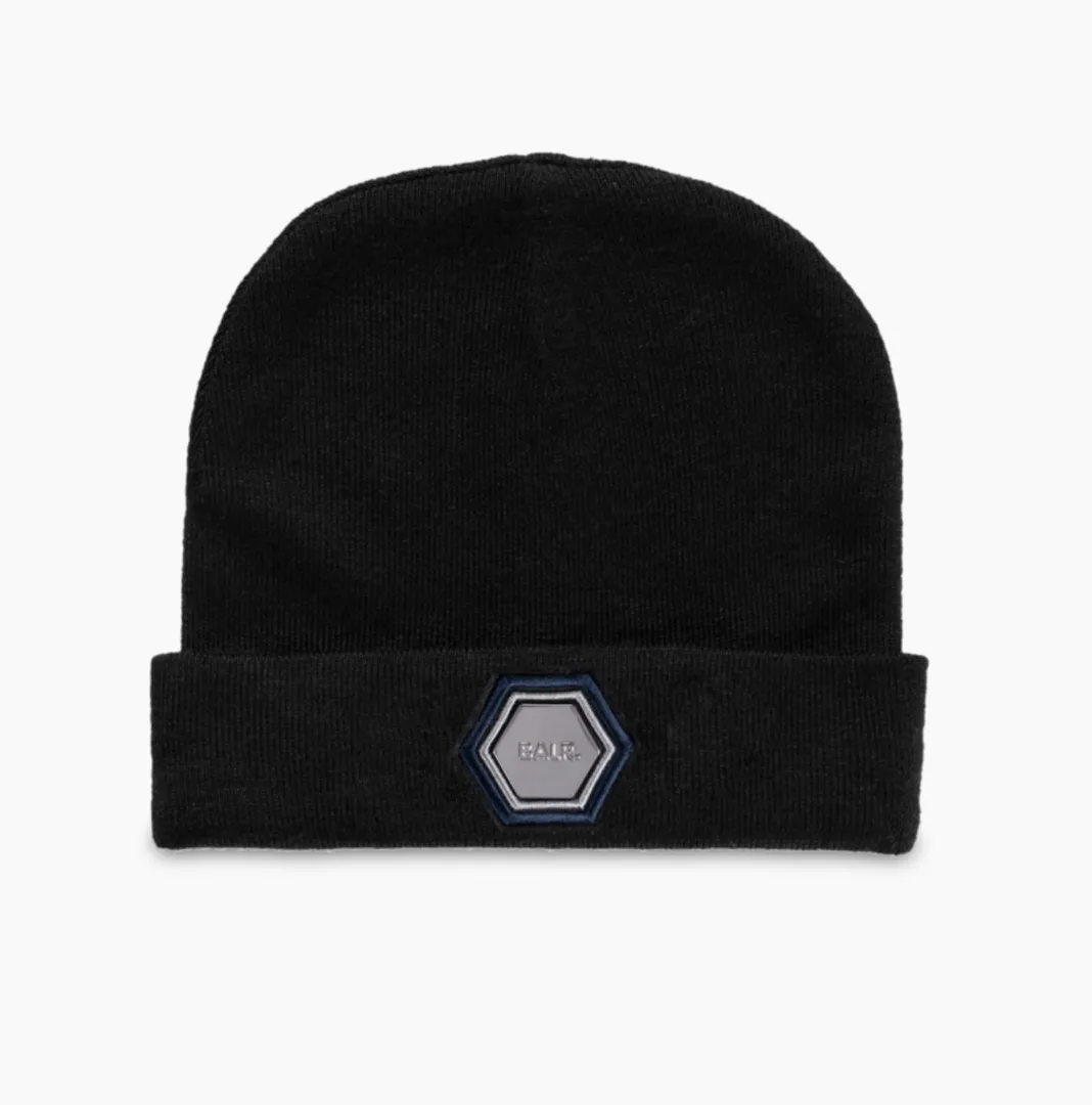 BALR Metal Hexagon Badge Beanie Black