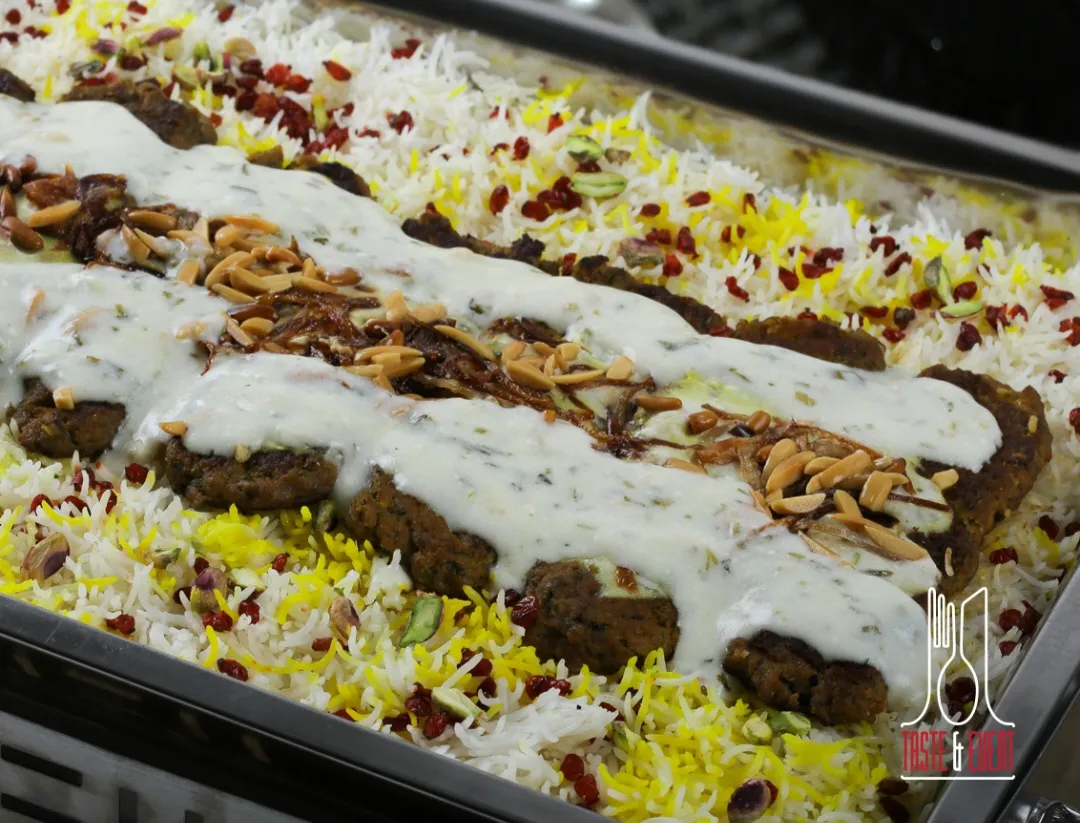 Kebab with rice and special sauce