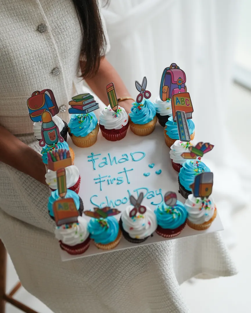 Bord cup cake 16 back to school blue cream mix