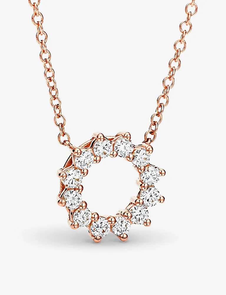 Tiffany & Co Open Circle Mini 18Ct Rose-Gold And 0.23Ct Round Brilliant-Cut Diamond Pendant Necklace