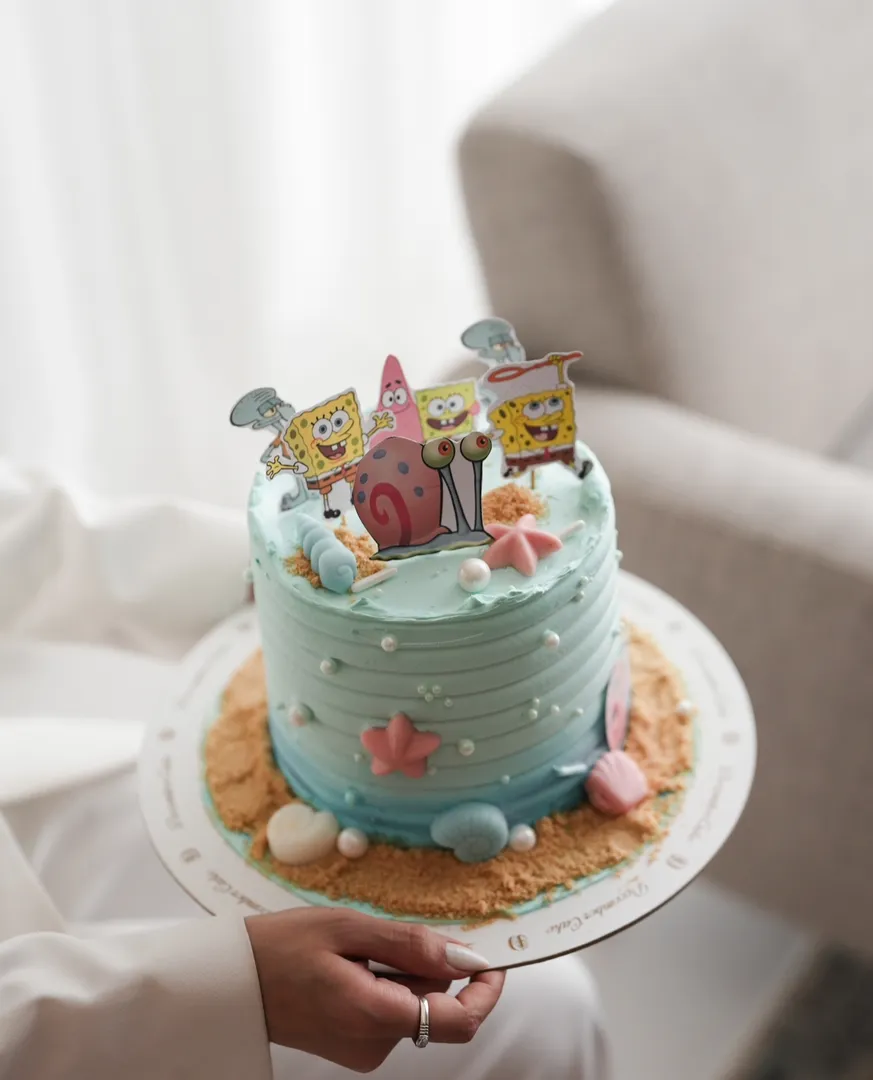 Sponge pop blue cake cream 6inch mix chocolate vanilla