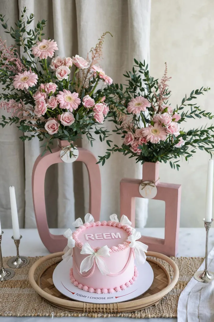 Pink Vintage Cake - Hollow Pink Vase