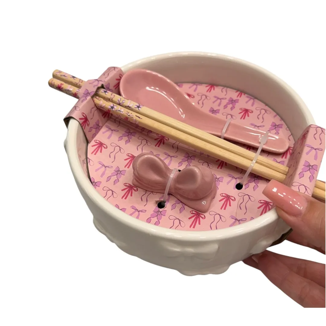 Ramen Noodle Bowl 4 PCS with Chopsticks & Spoon