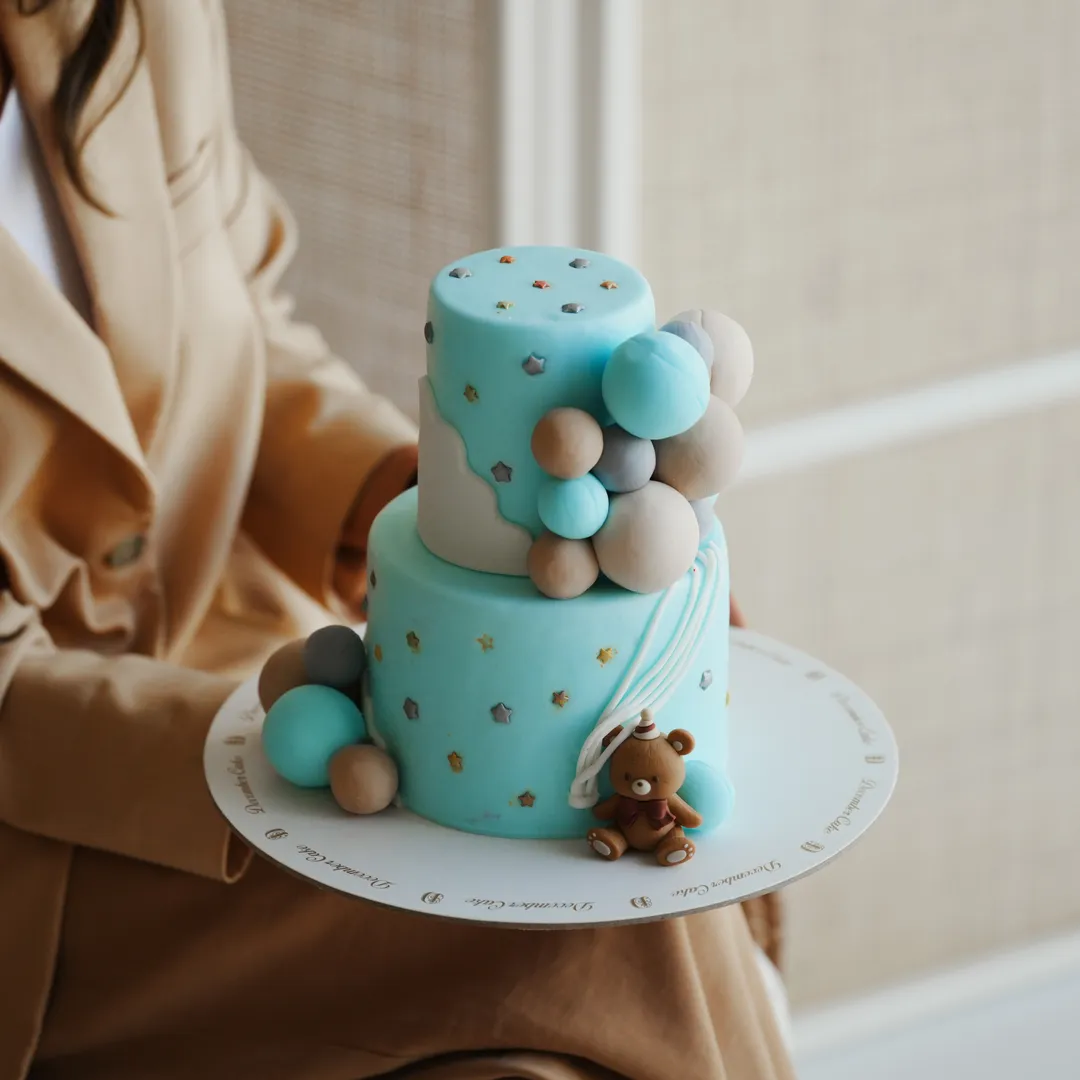 Small double cake bear blue light mix chocolate vanilla
