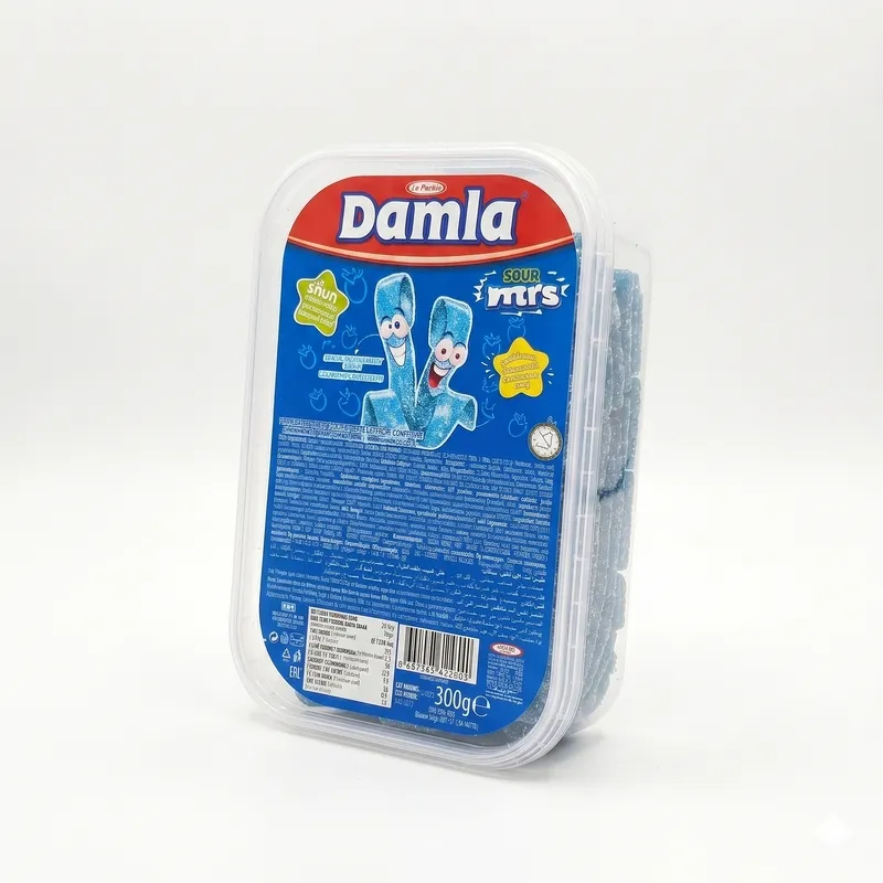 Tayas Damla Turkish Sour Liquorice Belts with Blackberry-Raspberry Flavor 300gr