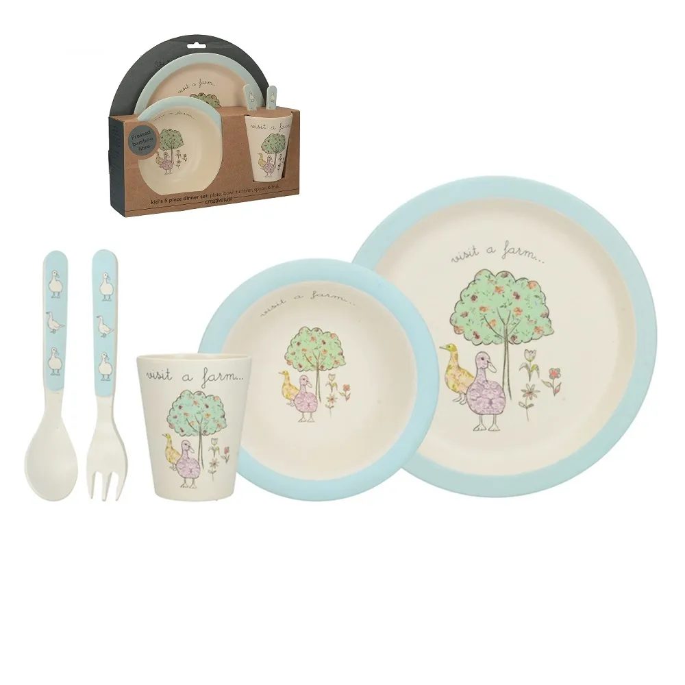 Kids Bamboo Meal Time Set 5 PCS - Farm Duck