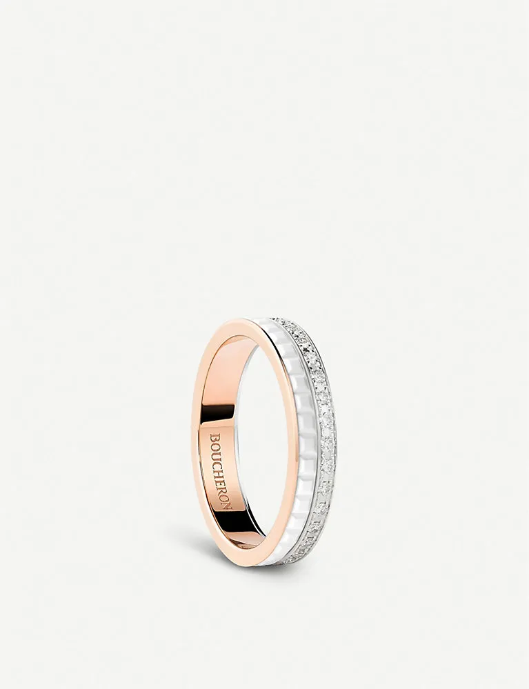 Boucheron Quatre White Edition 18Ct Rose-Gold, White-Gold And 0.24Ct Diamond Wedding Band