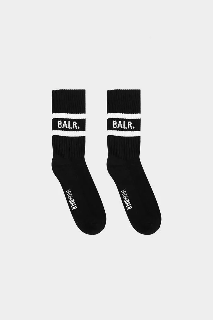BALR STRIPED RIB SOCKS 2-PACK BLACK