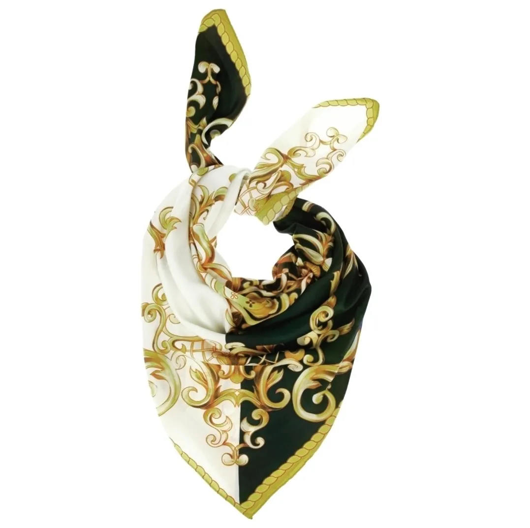 Elegant Square Printed Scarf - Navy/White