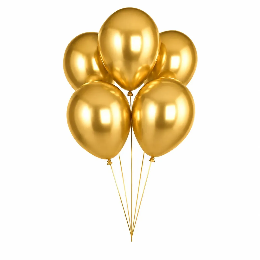 5 Balloons Helium Gold