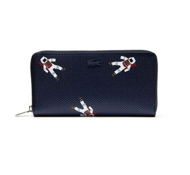 Lacoste Chantaco Zippered Astronaut Print Leather Wallet