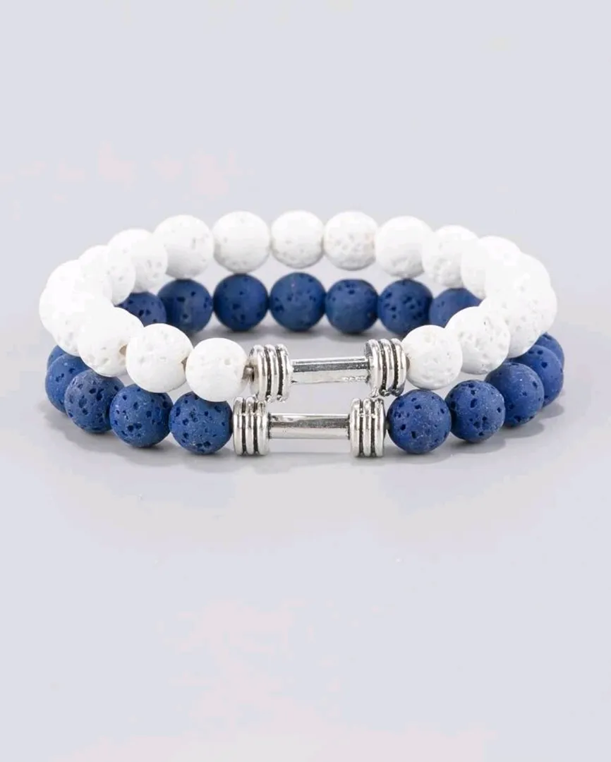 Twins Blue Dumbbell Bracelets
