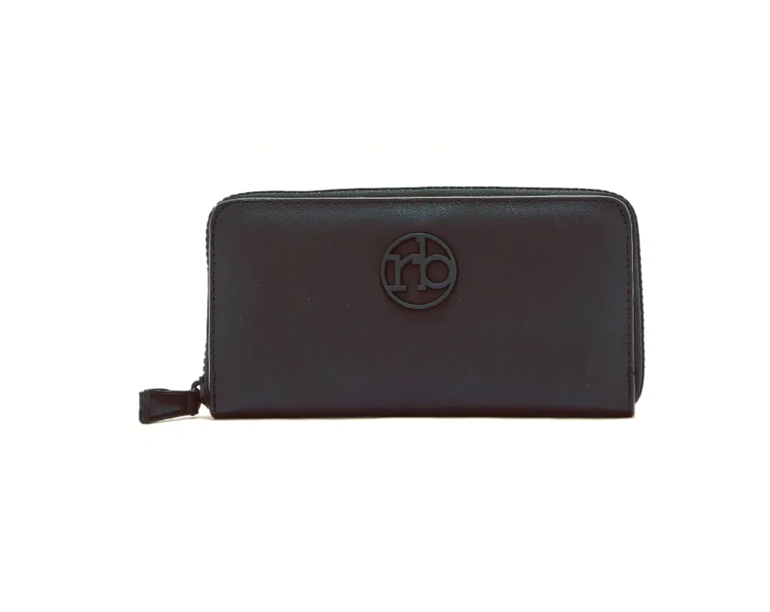 Roccobarocco - Litchi Zip Around Wallet - Black