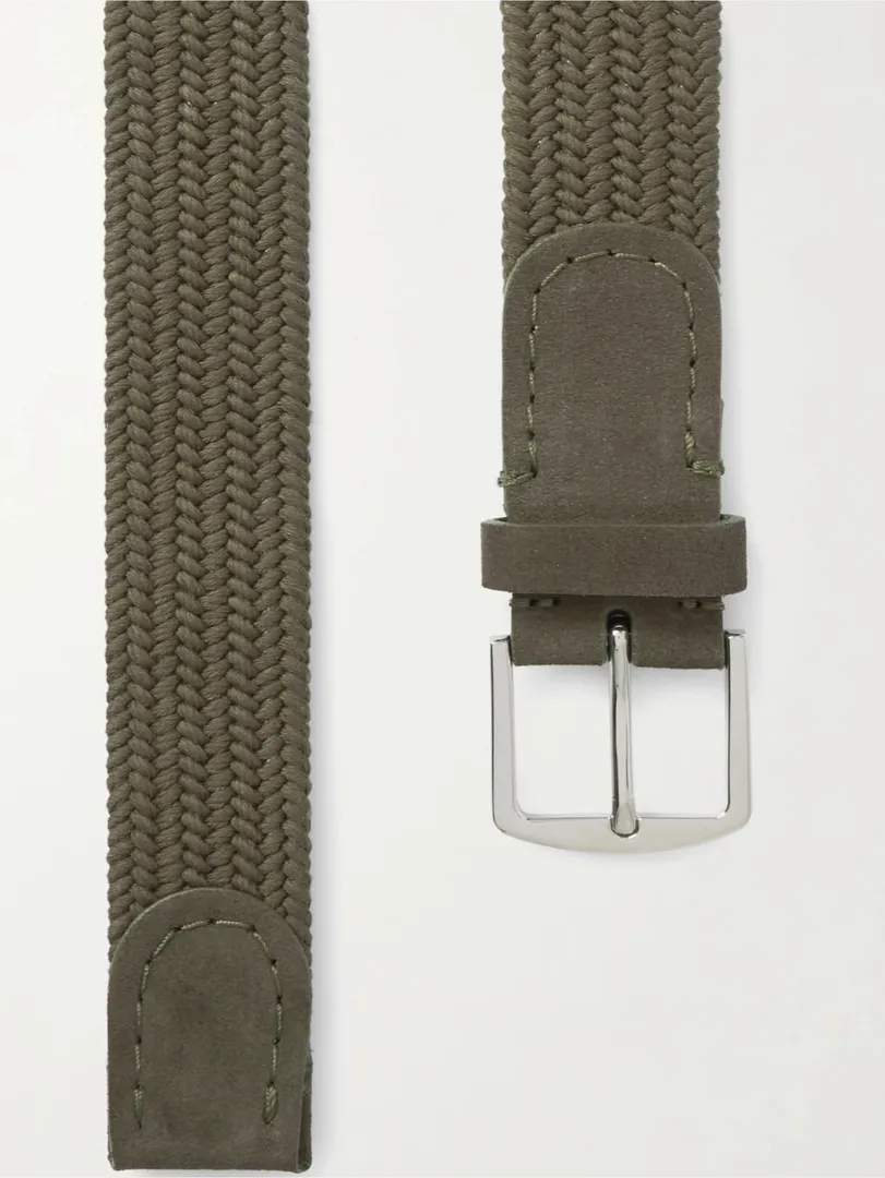 Loro Piana - 3.5Cm Suede-Trimmed Woven Cotton Belt