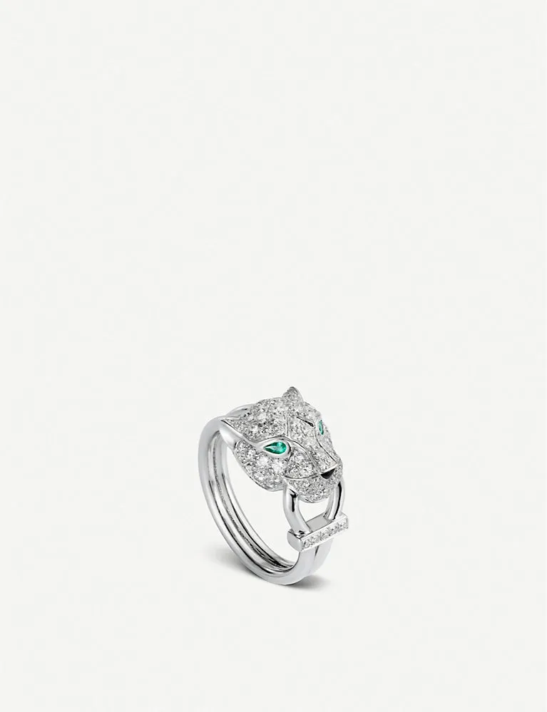 Cartier Panthère De Cartier 18Ct White-Gold, Diamond, Onyx And Emerald Ring