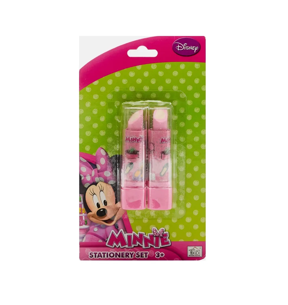 Minnie Mouse 2 Eraser Set Lipstick Shaped