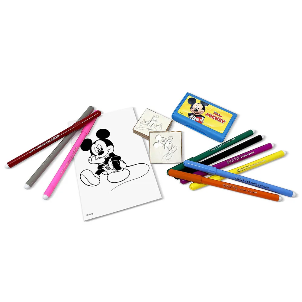 Mickey Mouse 9 Markers, 2 Stamps & Activity Book