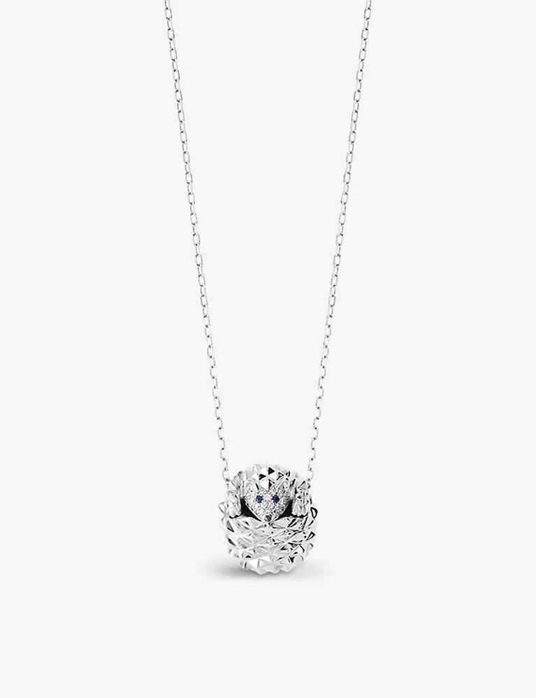 Boucheron Hans The Hedgehog 18Ct White-Gold, Diamond And Sapphire Necklace.