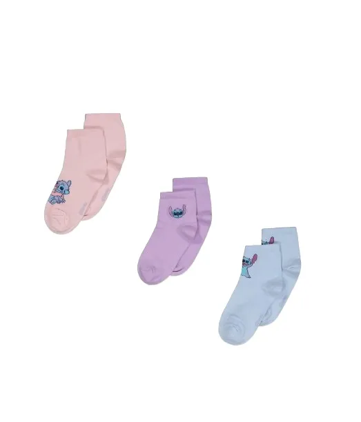 Stitch 3 Pair Embroidered Crew Socks