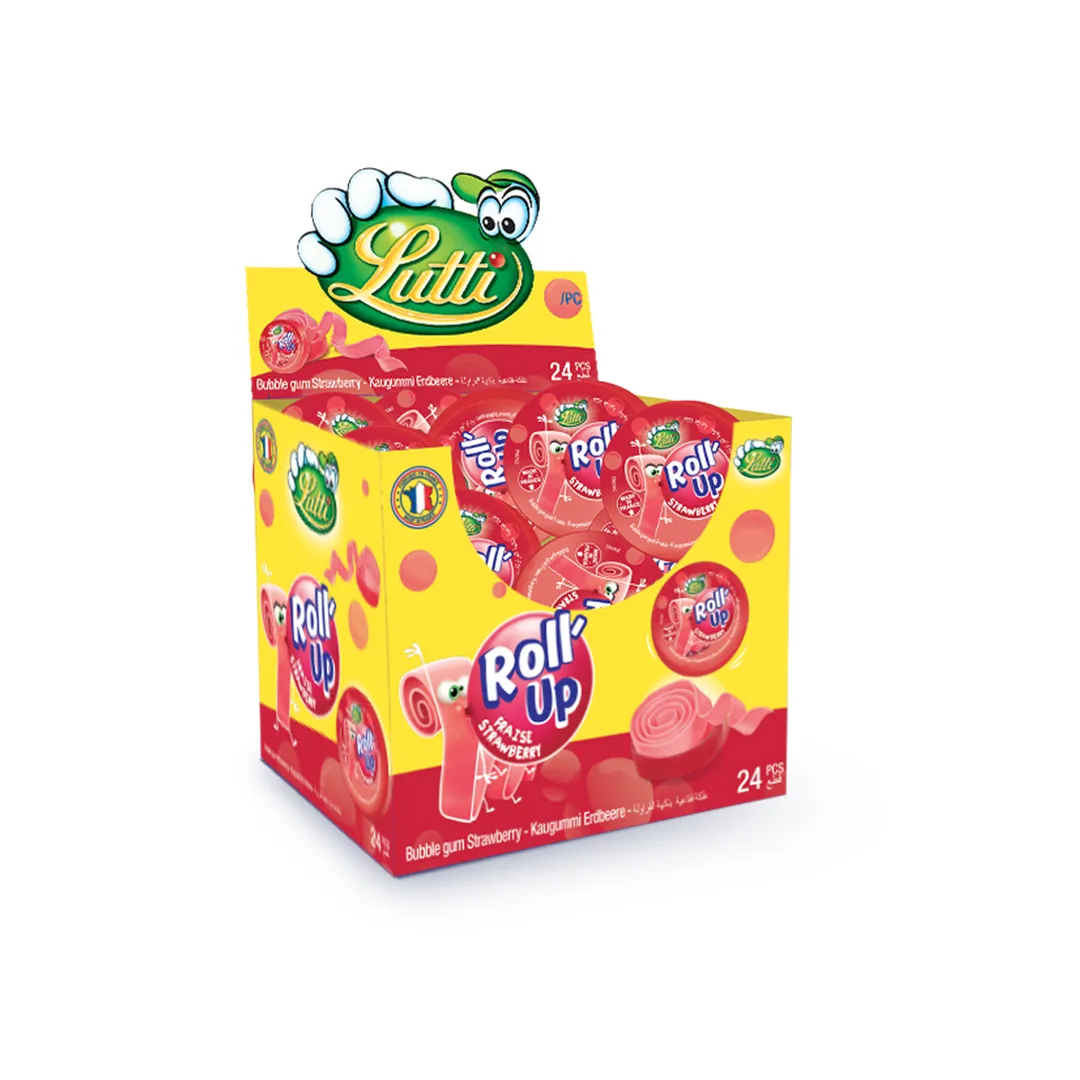 Roll Up Strawberry Bubble Gum 24 Pieces