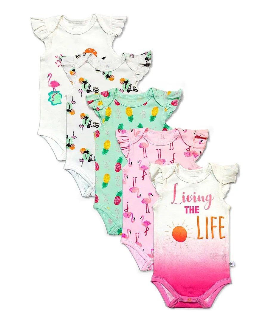 Baby Girls Newborn 5-Pack Bodysuits - Living the Life