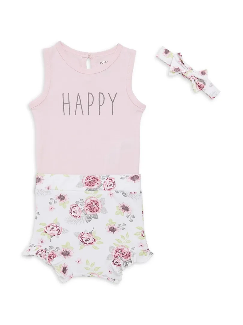Baby Girl's 3PC Floral-Print Set