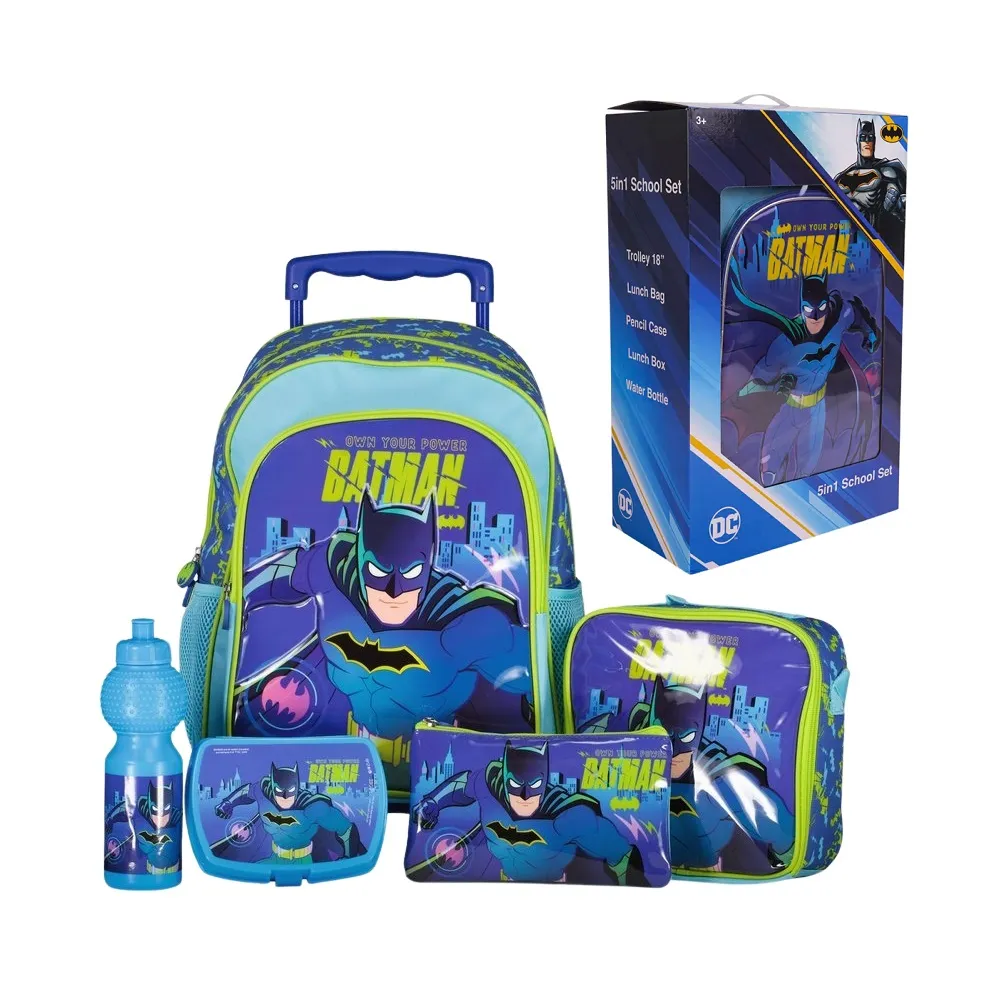 5 In 1 Batman Trolley Backpack Set