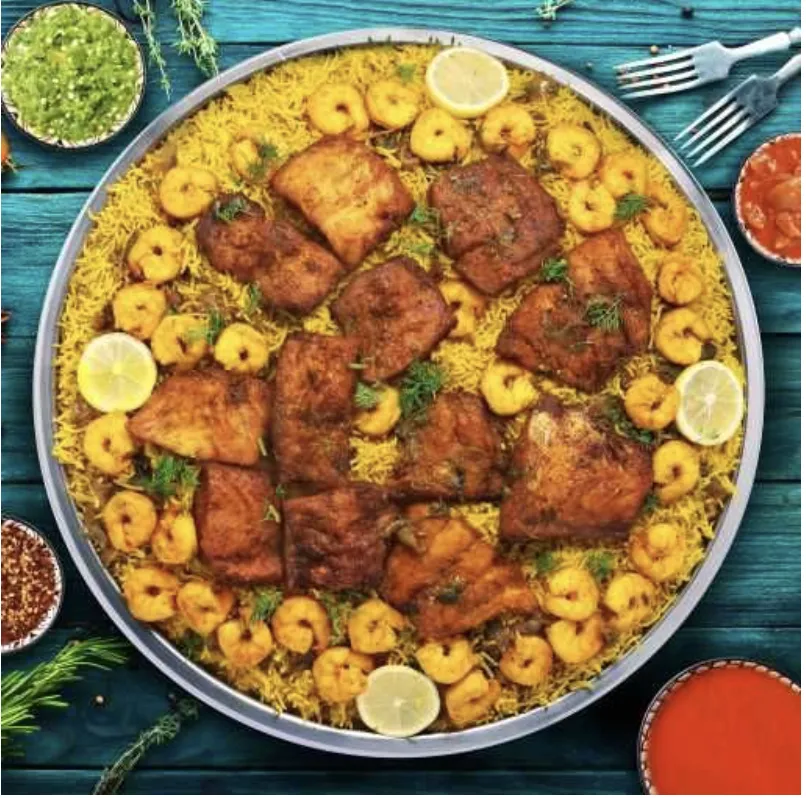 Mutabbaq Hamour With Shrimp Tray