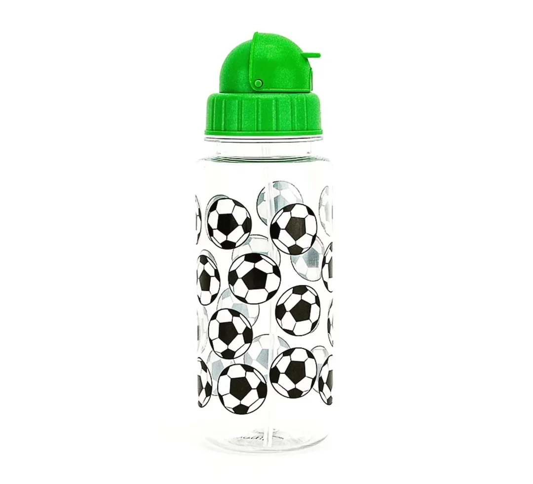 Football Plastic Water Bottle With Straw