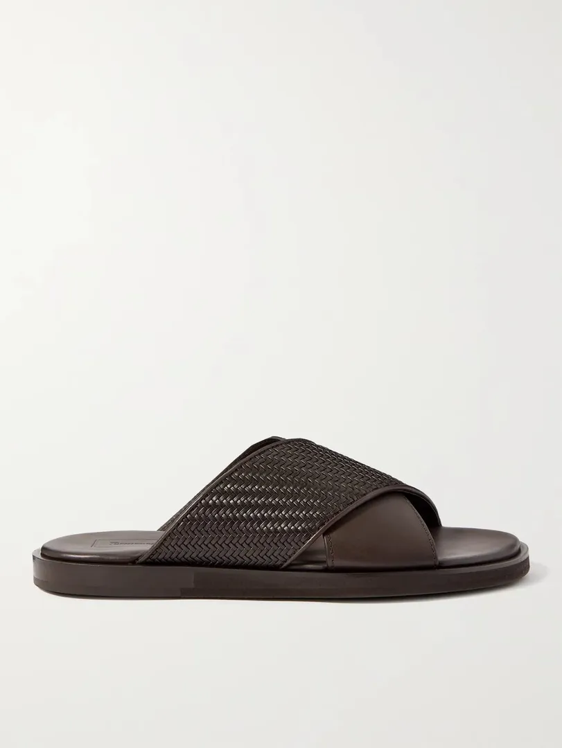 صندل Baleari جلدي منسوج من Ermenegildo Zegna