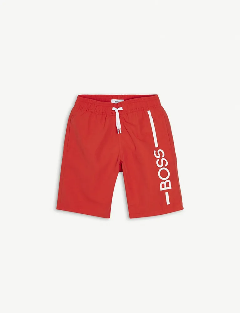 Boss Logo-Print Woven Swim Shorts 4-14 Years