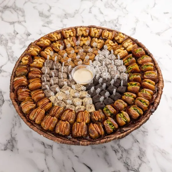 Straw Round Basket Tmreya & Sukkari