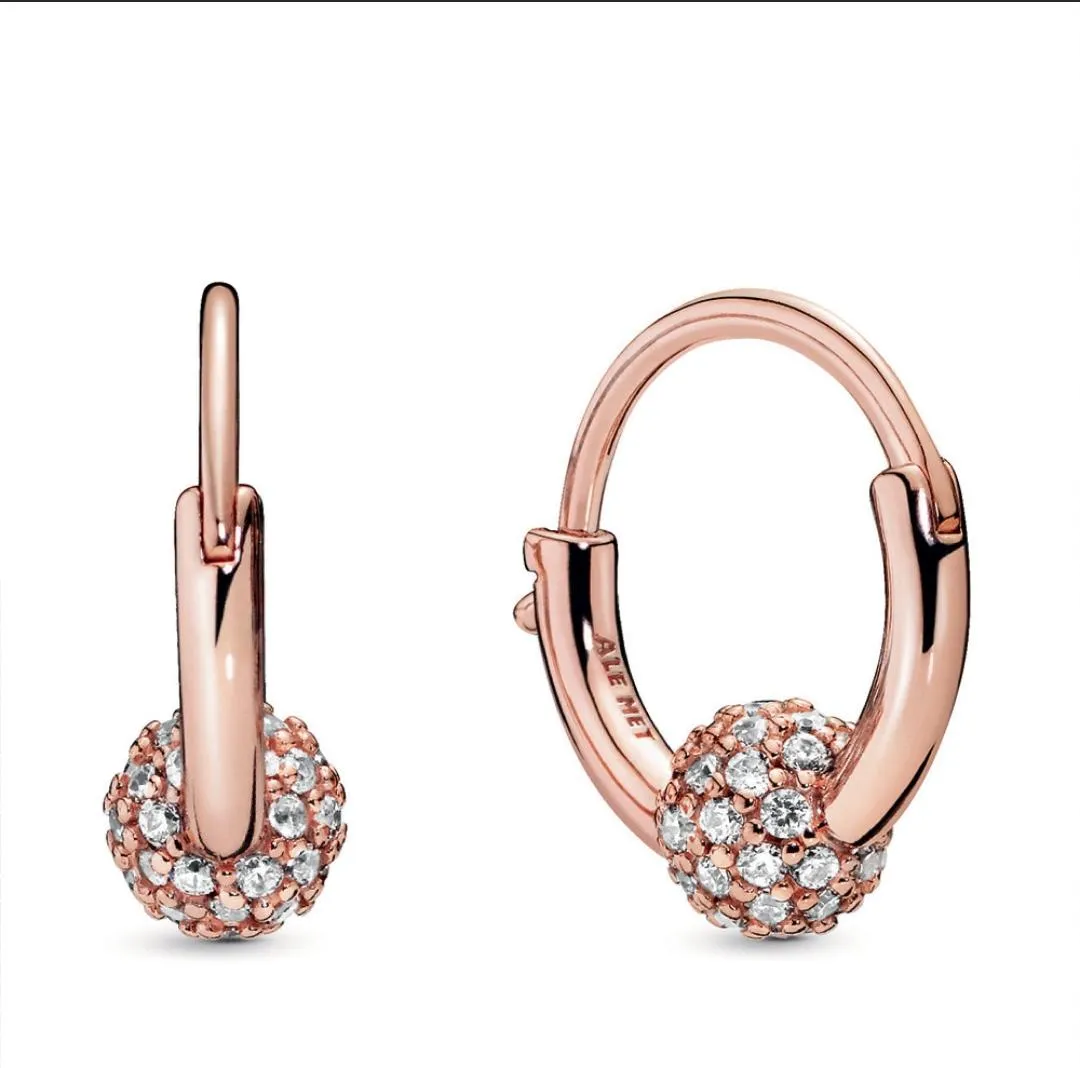 Pandora Rose™ Purely Pandora Pavé Cz Bead Hoop Earrings