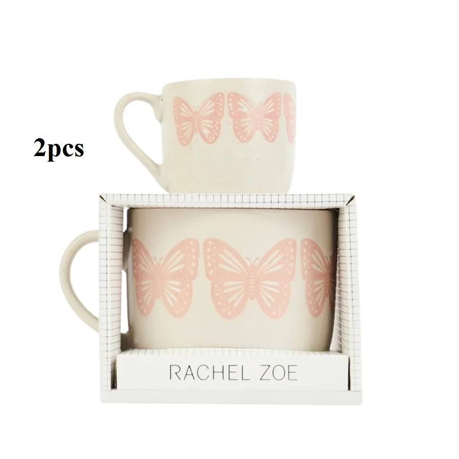 2 PCS Ceramic Mugs Gift Set - Butterfly
