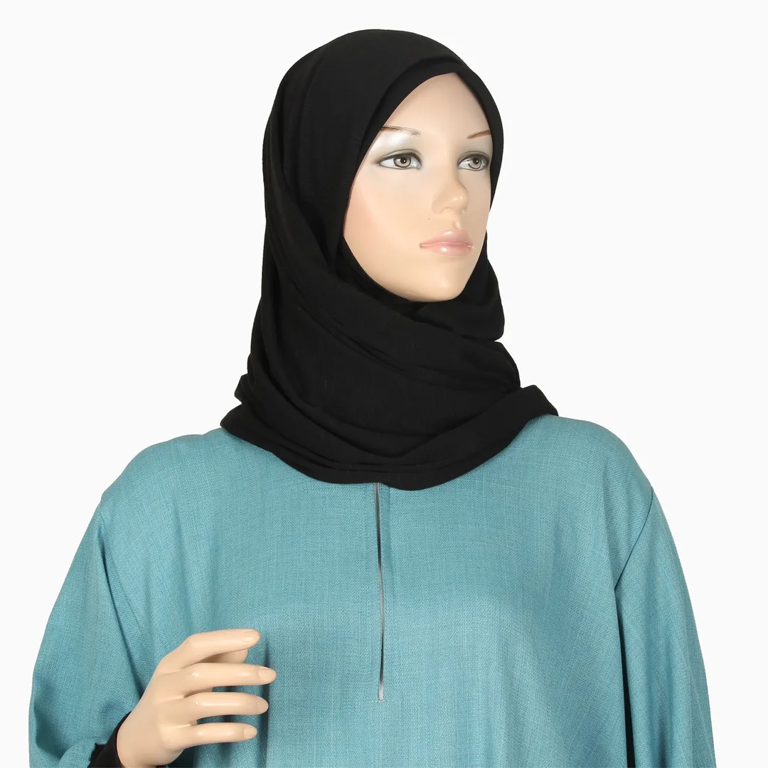 قبعة بشيلة قطن بكريب أسود B
