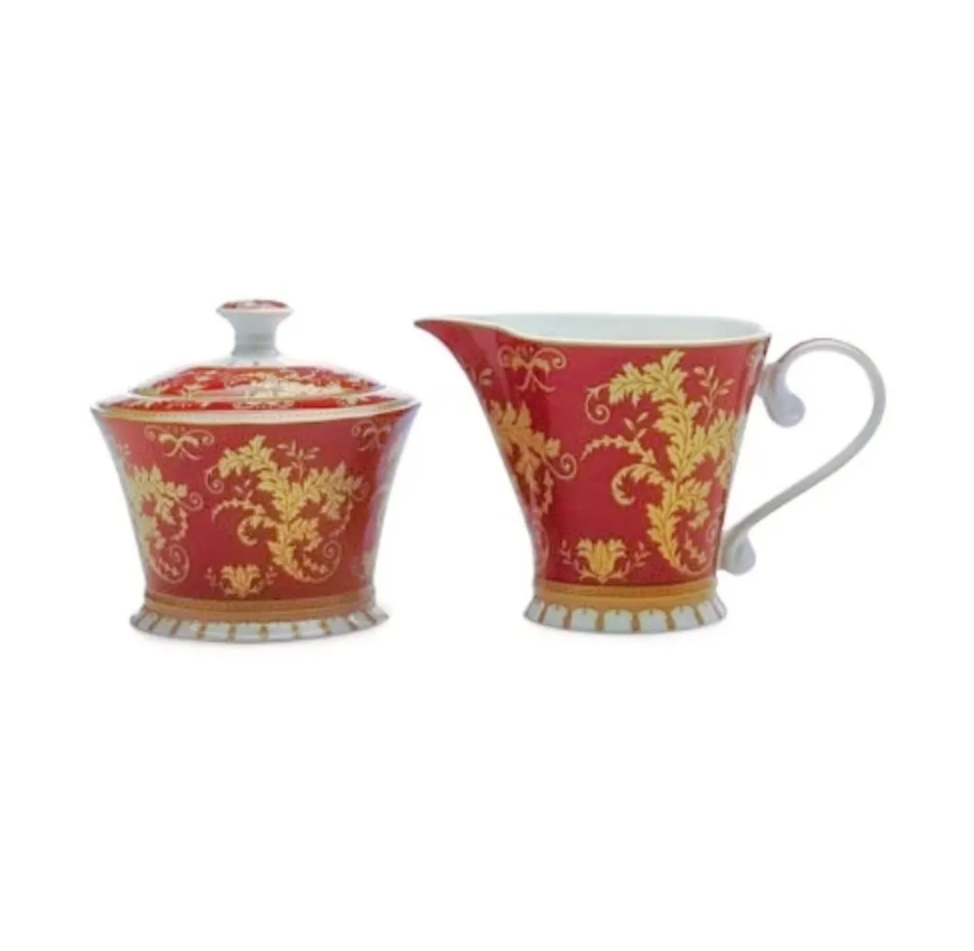 Sugar & Creamer Set Hampton Court Tijou Gates - Red\Gold