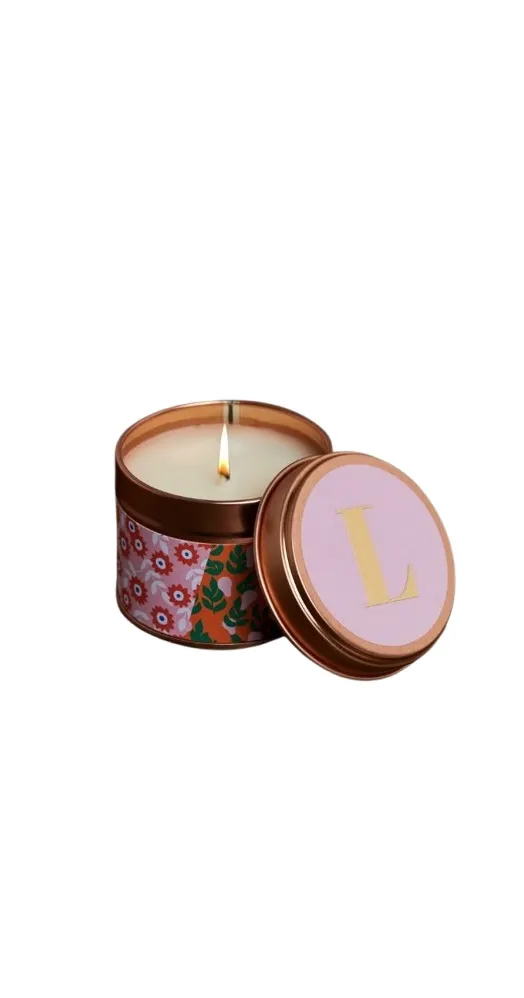 L Initial Floral Candle