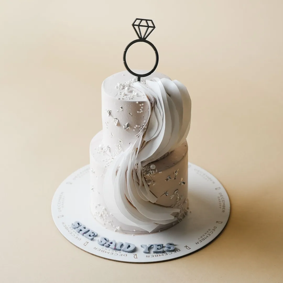 Engagement Double cake, silver ring 6inch mix chocolate vanilla