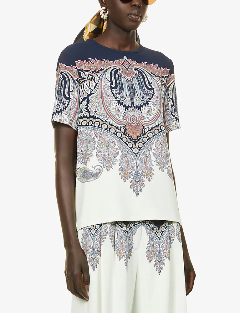 تي شيرت منسوج سترتش بطبعة بيزلي من ETRO Chio