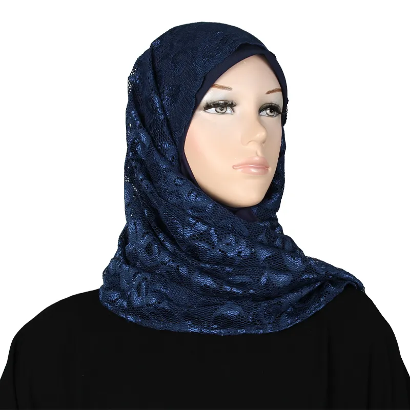 قبعة بشيلة قطن بكريب بالدانتيل (M)